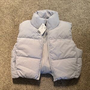Women’s xs cropped light blue puffer jacket